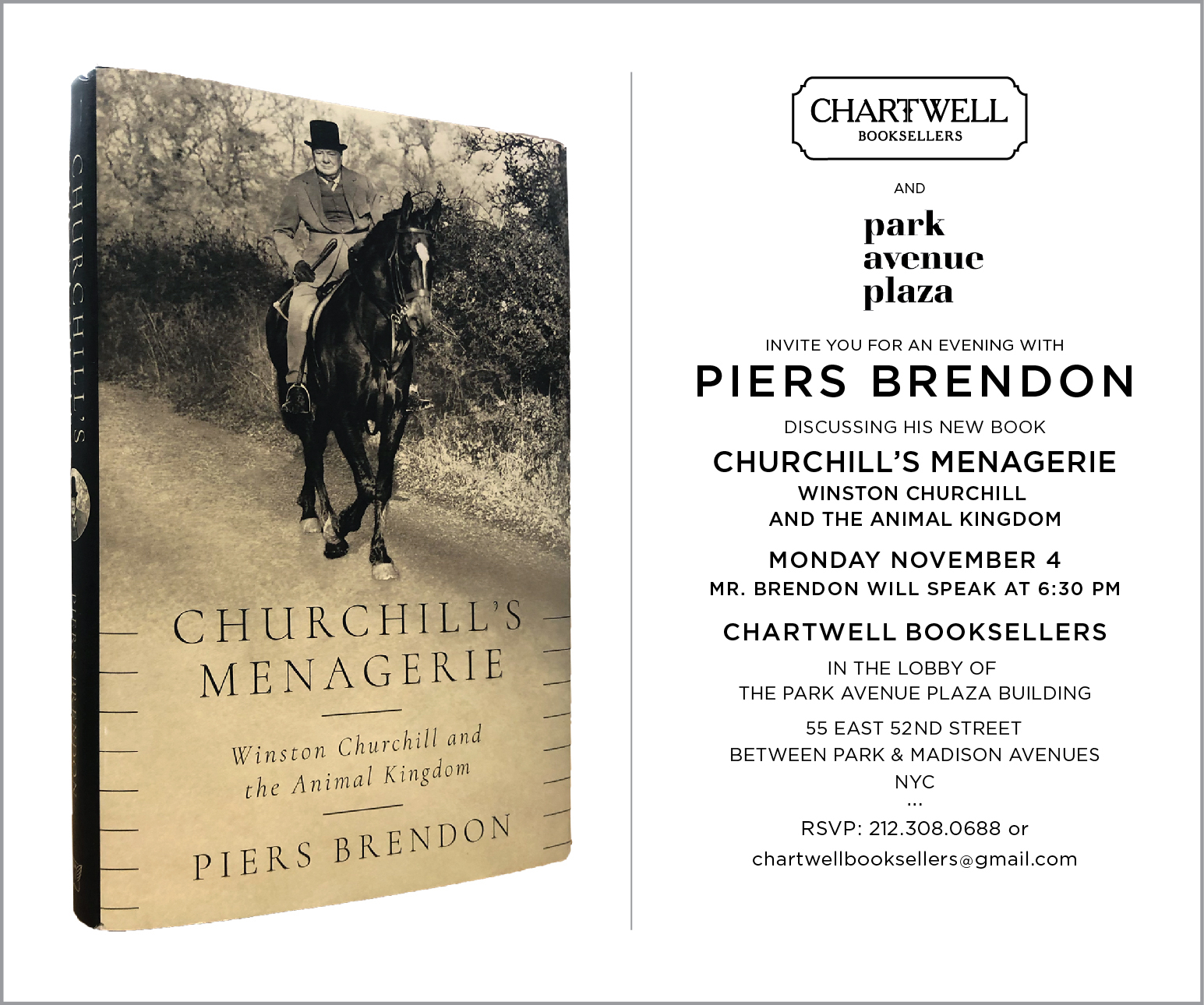 “CHURCHILL’S MENAGERIE:” AN EVENING WITH PIERS BRENDON