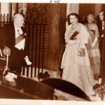 Product image: POSTWAR Original PRESS PHOTOGRAPH of Winston Churchill and Clementine Churchill with Queen Elizabeth