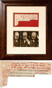 Product image: ORIGINAL TYPED SPEECH FRAGMENT With Handwritten Emendations by Winston Churchill