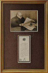 Product image: Framed ORIGINAL TYPED PARLIAMENTARY DIRECTIVE SIGNED by WINSTON CHURCHILL
