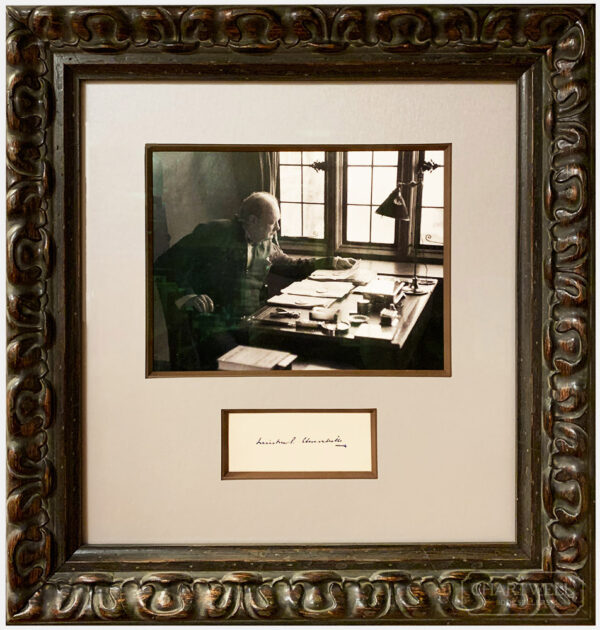 Product image: Framed WINSTON CHURCHILL SIGNATURE with PHOTOGRAPH of CHURCHILL AT CHARTWELL