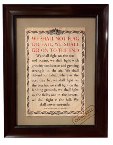 Product image: “WE SHALL NOT FLAG OR FAIL, WE SHALL GO ON TO THE END”