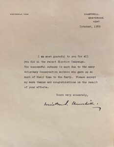 Product image: 1959 GENERAL ELECTION LETTER from Winston Churchill
