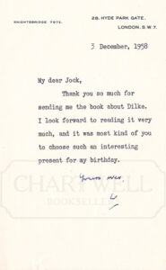Product image: TYPED NOTE SIGNED FROM WINSTON CHURCHILL TO JOHN “JOCK” COLVILLE