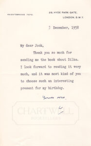 Product image: TYPED NOTE SIGNED FROM WINSTON CHURCHILL TO JOHN "JOCK" COLVILLE