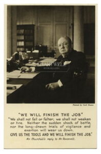 WORLD WAR II VINTAGE POSTCARD of Winston Churchill with Lengthy Quotation
